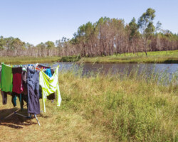 Sportwäsche am Trocknen
