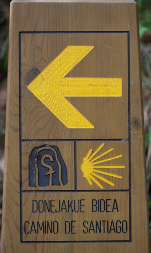 einer von vielen Wegweisern des Jakobsweges