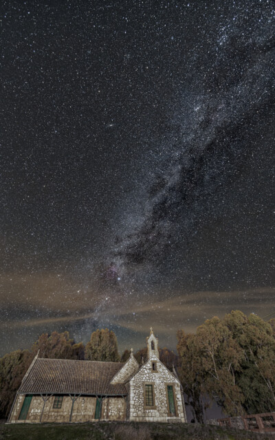 Silvester-Milchstrasse über Kirche; Cerro del Hierro