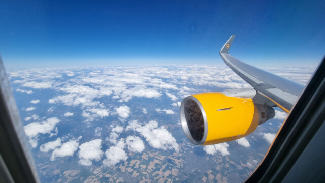 kurz nach dem Start über Deutschland