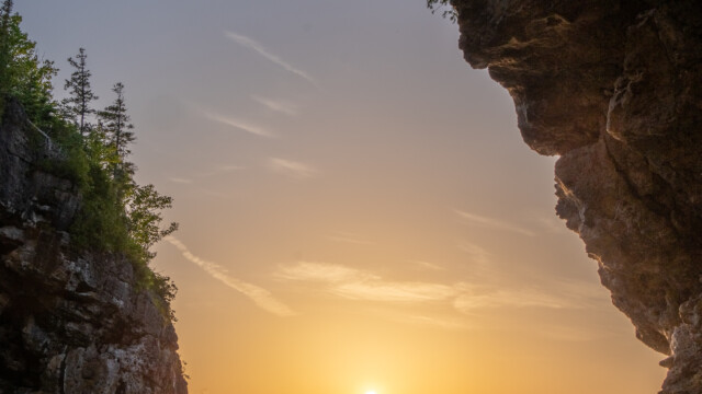 kurz vor Sonnenuntergang aus einer Grosse heraus