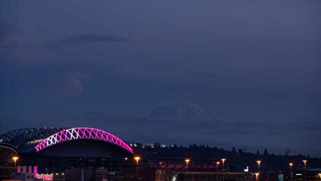 ganz schwach im Hintergrund der Mt. Rainier