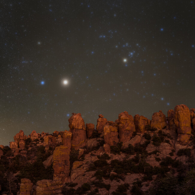 Hier der Stier und Mars schon höher