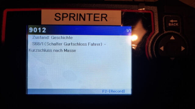 Fehlermeldung im Diagnose-Tool, nach dem direkten Verbinden der zwei Kabel