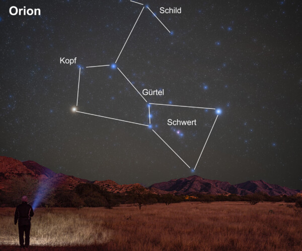 Krieger Orion am Sternenhimmel: Kleiner Kopf aber grosses Abwehrschild